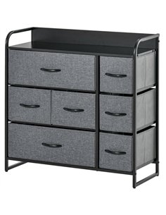HOMCOM Chest of Drawers with 7 Foldable Drawers, 3-Tier Fabric Bedroom Dresser, Clothes Storage Unit for Bedroom, Living Room, G
