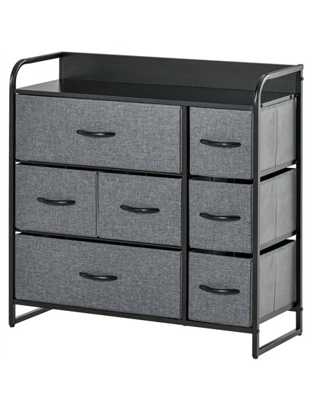 HOMCOM Chest of Drawers with 7 Foldable Drawers, 3-Tier Fabric Bedroom Dresser, Clothes Storage Unit for Bedroom, Living Room, G - pic 151684 | FastDaddyshop