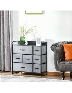 HOMCOM Chest of Drawers with 7 Foldable Drawers, 3-Tier Fabric Bedroom Dresser, Clothes Storage Unit for Bedroom, Living Room, G 2