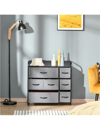 HOMCOM Chest of Drawers with 7 Foldable Drawers, 3-Tier Fabric Bedroom Dresser, Clothes Storage Unit for Bedroom, Living Room, G