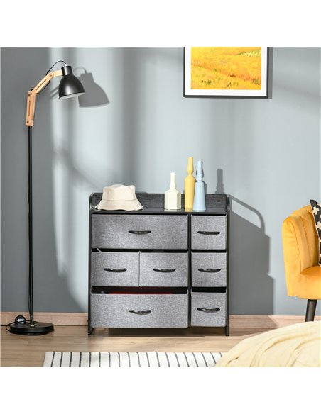 HOMCOM Chest of Drawers with 7 Foldable Drawers, 3-Tier Fabric Bedroom Dresser, Clothes Storage Unit for Bedroom, Living Room, G - pic 151687 | FastDaddyshop