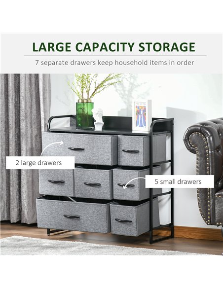 HOMCOM Chest of Drawers with 7 Foldable Drawers, 3-Tier Fabric Bedroom Dresser, Clothes Storage Unit for Bedroom, Living Room, G - pic 151689 | FastDaddyshop