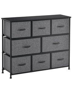 HOMCOM Chest of Drawers with 8 Foldable Drawers, 3-Tier Fabric Bedroom Dresser, Clothes Storage Unit for Bedroom Living Room, Da