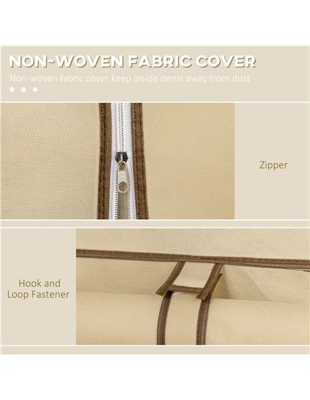 HOMCOM Fabric Wardrobe, with Rails and Shelves - Beige - pic 151706 | FastDaddyshop