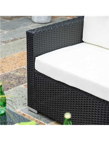 Outsunny 4-Seater Rattan Sofa Set Garden Rattan Furniture Wicker Steel Chair Seat Furniture Patio Rattan Garden Sofa Black