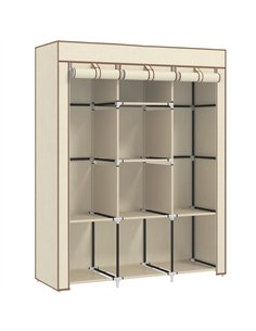 HOMCOM Fabric Wardrobe, with Rails and Shelves - Cream White