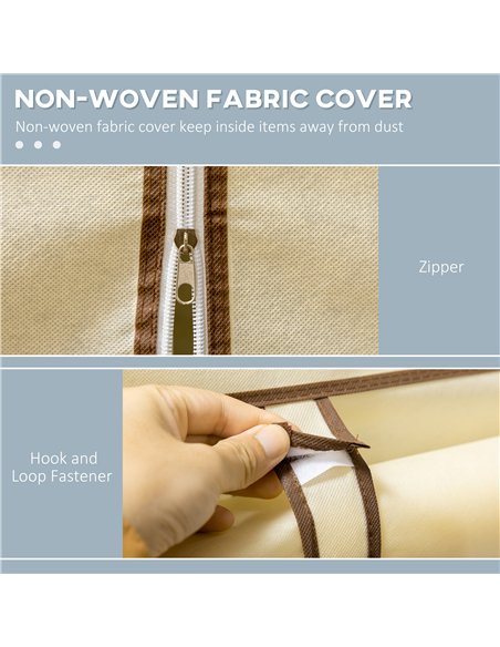 HOMCOM Fabric Wardrobe, with Rails and Shelves - Cream White - pic 151715 | FastDaddyshop
