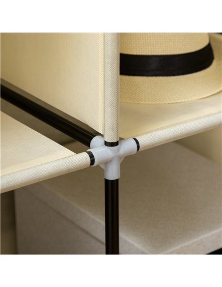 HOMCOM Fabric Wardrobe, with Rails and Shelves - Cream White - pic 151719 | FastDaddyshop