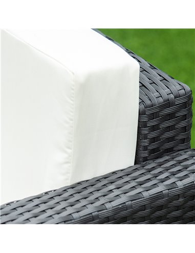 Outsunny 4-Seater Rattan Sofa Set Garden Rattan Furniture Wicker Steel Chair Seat Furniture Patio Rattan Garden Sofa Black