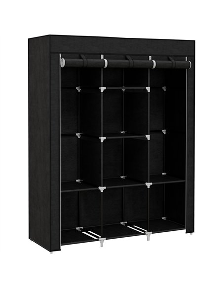 HOMCOM Fabric Wardrobe, with Rails and Shelves - Black - pic 151720 | FastDaddyshop