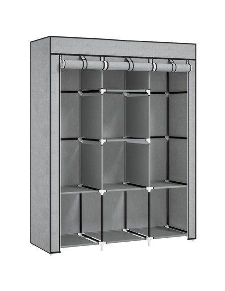 HOMCOM Fabric Wardrobe, with Rails and Shelves - Light Grey - pic 151729 | FastDaddyshop