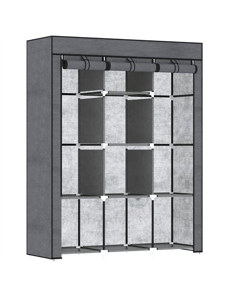 HOMCOM Fabric Wardrobe, with Rails and Shelves - Dark Grey - pic 151738 | FastDaddyshop