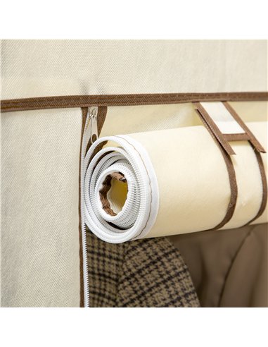HOMCOM Fabric Wardrobe, Portable Wardrobe with 6 Shelves, 1 Hanging Rail, Foldable Closets, 103 x 43 x 162.5 cm, Cream White