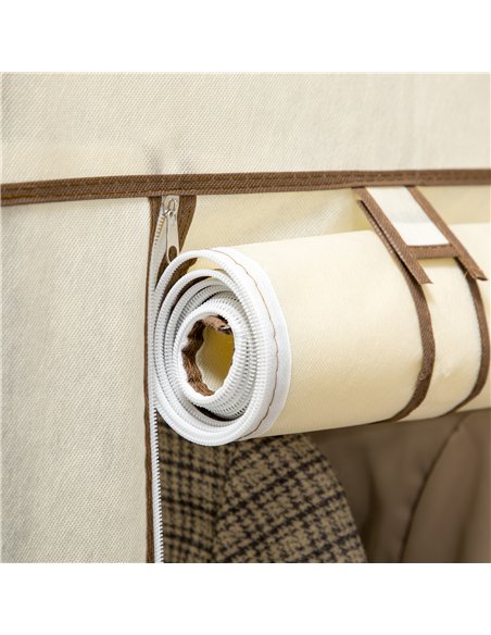 HOMCOM Fabric Wardrobe, Portable Wardrobe with 6 Shelves, 1 Hanging Rail, Foldable Closets, 103 x 43 x 162.5 cm, Cream White - pic 151753 | FastDaddyshop