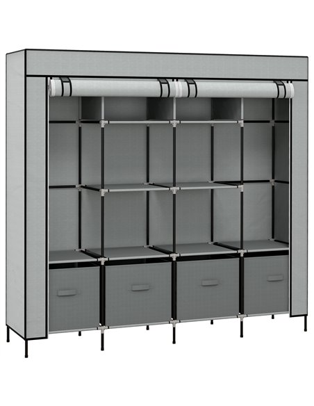 HOMCOM Fabric Wardrobe for Bedroom, Portable Cloth Wardrobe with 10 Compartments, 2 Hanging Rails and 4 Fabric Drawers, 166 x 42 - pic 151756 | FastDaddyshop