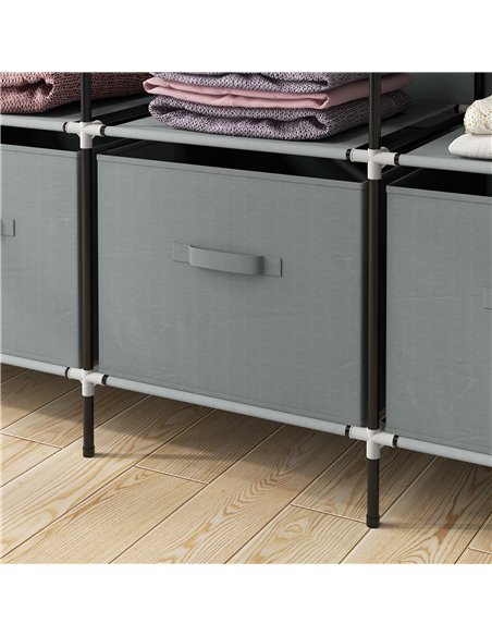 HOMCOM Fabric Wardrobe for Bedroom, Portable Cloth Wardrobe with 10 Compartments, 2 Hanging Rails and 4 Fabric Drawers, 166 x 42 - pic 151764 | FastDaddyshop