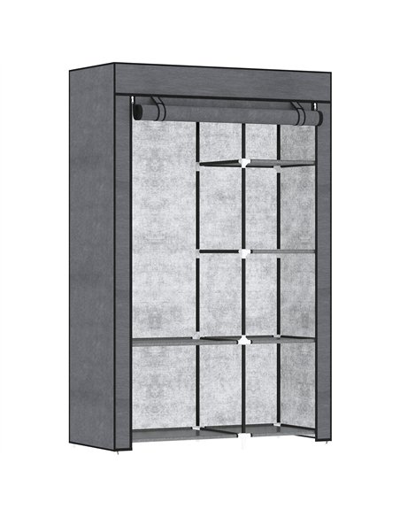 HOMCOM Rail and Six Shelf Fabric Wardrobe - Dark Grey - pic 151765 | FastDaddyshop