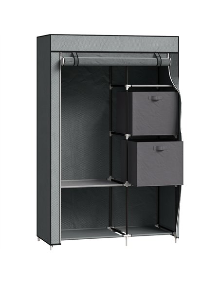 HOMCOM Fabric Wardrobe, Portable Wardrobe, Clothes Storage Unit with 5 Compartments, Hanging Rail and 2 Fabric Drawers, 102 x 42 - pic 151774 | FastDaddyshop