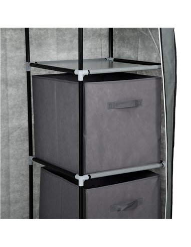 HOMCOM Fabric Wardrobe, Portable Wardrobe, Clothes Storage Unit with 5 Compartments, Hanging Rail and 2 Fabric Drawers, 102 x 42