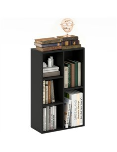 HOMCOM 2-Tier Bookshelf with 5 Compartments - Black