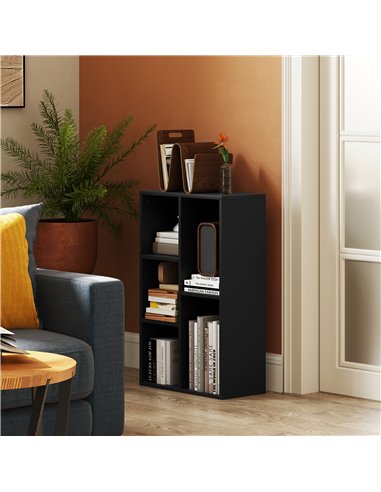 HOMCOM 2-Tier Bookshelf with 5 Compartments - Black