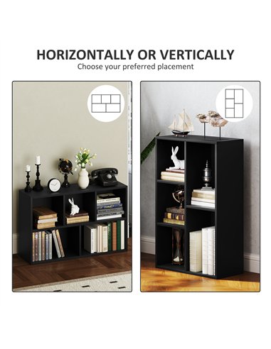 HOMCOM 2-Tier Bookshelf with 5 Compartments - Black