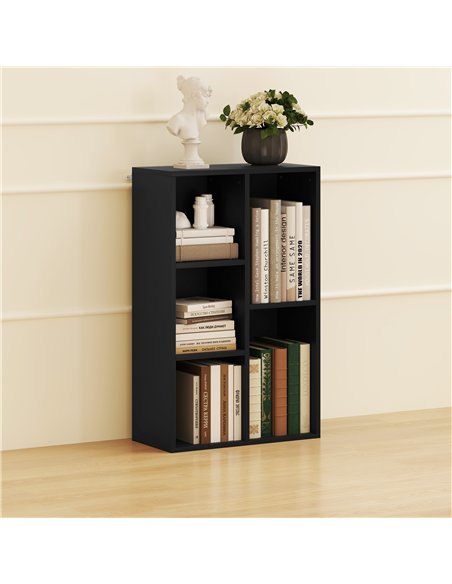 HOMCOM 2-Tier Bookshelf with 5 Compartments - Black - pic 151789 | FastDaddyshop