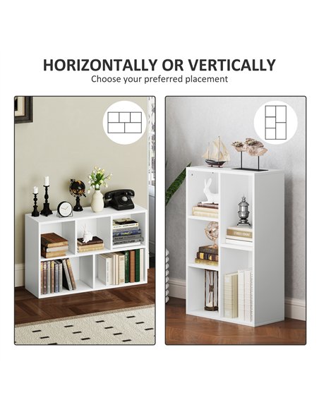 HOMCOM 2-Tier Bookshelf with 5 Compartments - White - pic 151796 | FastDaddyshop