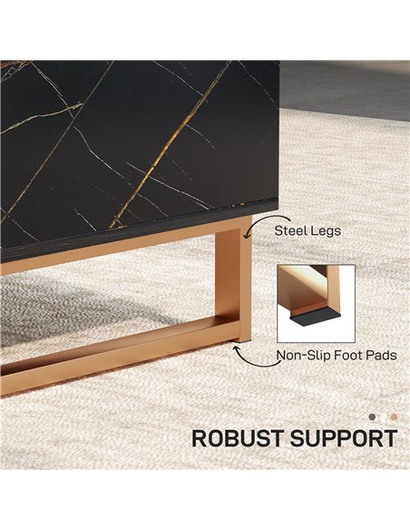 HOMCOM Elegant Marble Effect Storage Coffee Table - Black - pic 151815 | FastDaddyshop