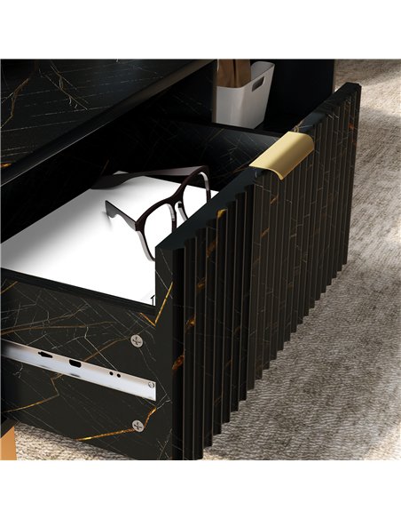 HOMCOM Elegant Marble Effect Storage Coffee Table - Black - pic 151818 | FastDaddyshop