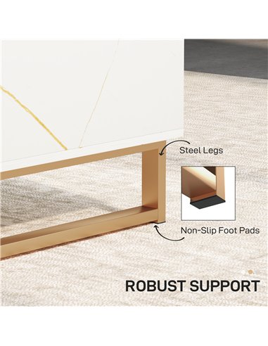 HOMCOM Elegant Marble Effect Storage Coffee Table - White