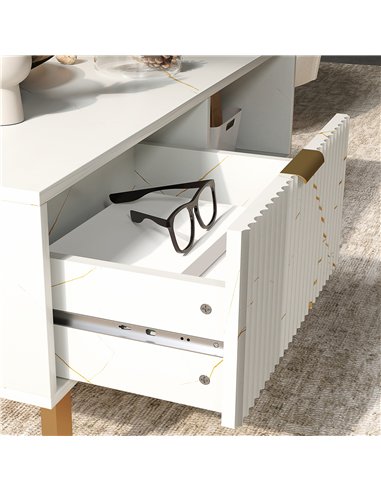 HOMCOM Elegant Marble Effect Storage Coffee Table - White