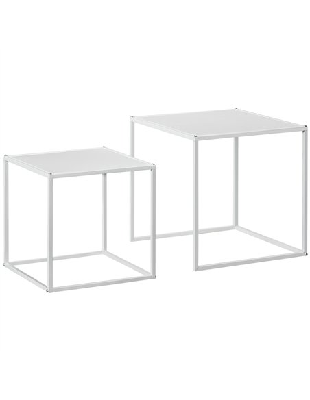 HOMCOM Square Nesting Coffee Table Set of 2, Modern Nest of Tables, Sofa Side Tables with Steel Frame for Living Room, Bedroom,  - pic 151828 | FastDaddyshop