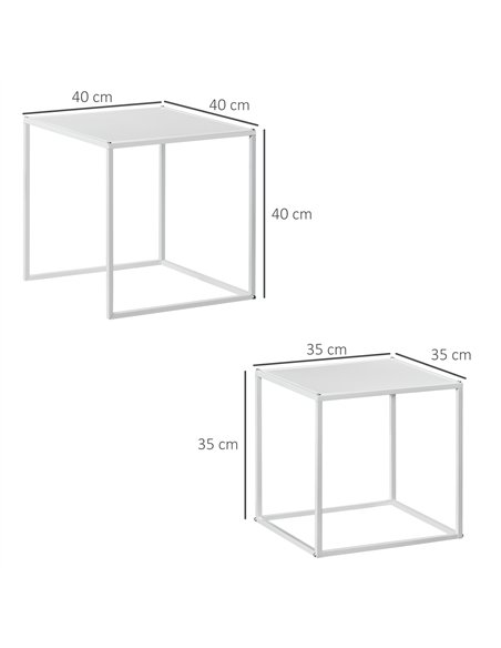 HOMCOM Square Nesting Coffee Table Set of 2, Modern Nest of Tables, Sofa Side Tables with Steel Frame for Living Room, Bedroom,  - pic 151830 | FastDaddyshop