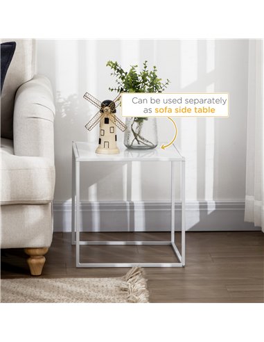 HOMCOM Square Nesting Coffee Table Set of 2, Modern Nest of Tables, Sofa Side Tables with Steel Frame for Living Room, Bedroom, 