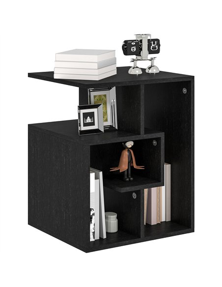 HOMCOM Side Table, 3 Tier End Table with Open Storage Shelves for Living Room, Bedroom, Black - pic 151837 | FastDaddyshop