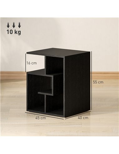 HOMCOM Side Table, 3 Tier End Table with Open Storage Shelves for Living Room, Bedroom, Black