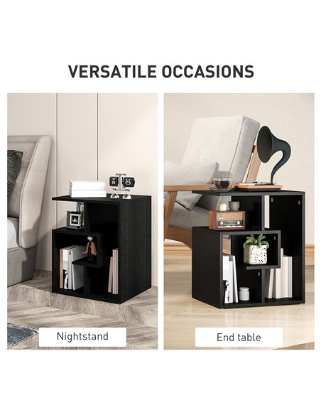 HOMCOM Side Table, 3 Tier End Table with Open Storage Shelves for Living Room, Bedroom, Black - pic 151842 | FastDaddyshop