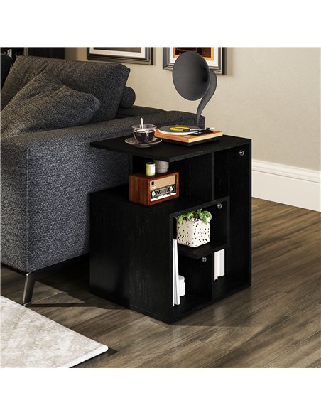 HOMCOM Side Table, 3 Tier End Table with Open Storage Shelves for Living Room, Bedroom, Black - pic 151844 | FastDaddyshop