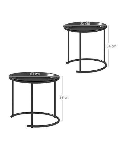 HOMCOM Nesting Tables Set of 2, Side End Table with Removable Tabletop Tray and Steel Frame for Living Room, Bedroom, White - pic 151848 | FastDaddyshop