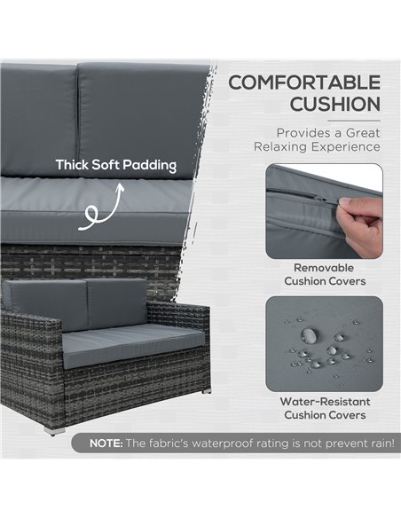 Outsunny 4 Pieces Wicker Steel Rattan Sofa Set Garden Chair Seat Furniture Patio Grey - pic 15185 | FastDaddyshop