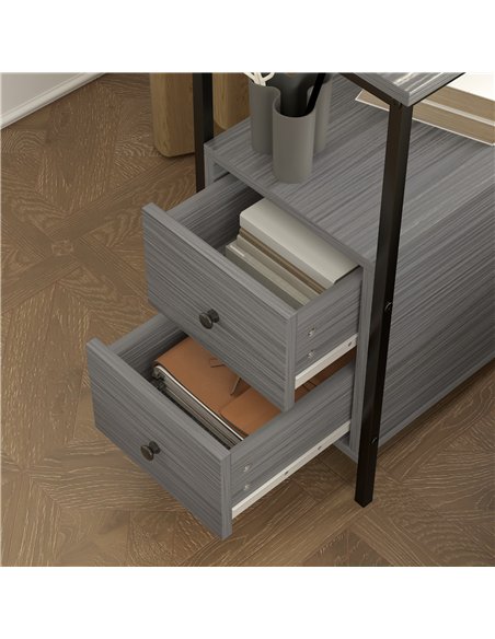 HOMCOM Side Table, Narrow Bedside Table with 2 Drawers and Storage Shelf, Industrial End Table with Metal Frame for Small Spaces - pic 151863 | FastDaddyshop
