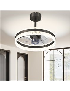HOMCOM Ceiling Fan with LED Light and Remote - Black