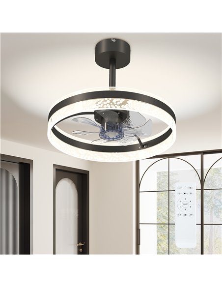 HOMCOM Ceiling Fan with LED Light and Remote - Black - pic 151873 | FastDaddyshop