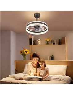 HOMCOM Ceiling Fan with LED Light and Remote - Black 2