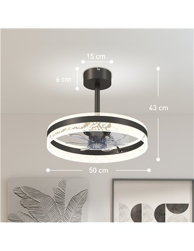 HOMCOM Ceiling Fan with LED Light and Remote - Black