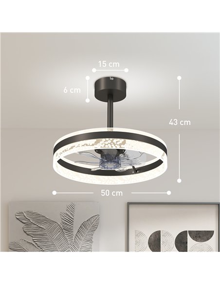 HOMCOM Ceiling Fan with LED Light and Remote - Black - pic 151875 | FastDaddyshop