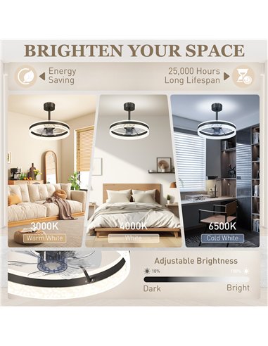 HOMCOM Ceiling Fan with LED Light and Remote - Black