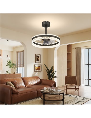HOMCOM Ceiling Fan with LED Light and Remote - Black