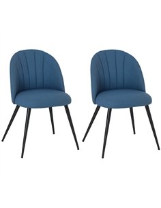 HOMCOM Velvet Dining Chairs Set of 2, Modern Upholstered Kitchen Chairs with Metal Legs, Shell Backrest and Padded Seat for Dini